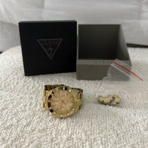 Guess Women's Gold Watch with Crystal Accents